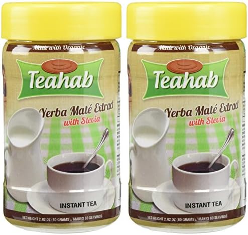 Made with 100% ORGANIC YERBA MATE INSTANT TEA - TEAHAB - (Sweetened with Stevia)