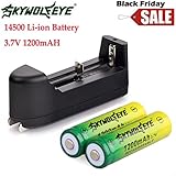 OVERMAL 2PCS 14500 3.7V 1200mAH BRC Lithium Rechargeable Li-ion Battery + Smart Charger