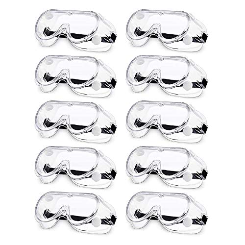 10 Pack Of Indirect Ventilation Lab Safety Goggles (10 Pack Protective
