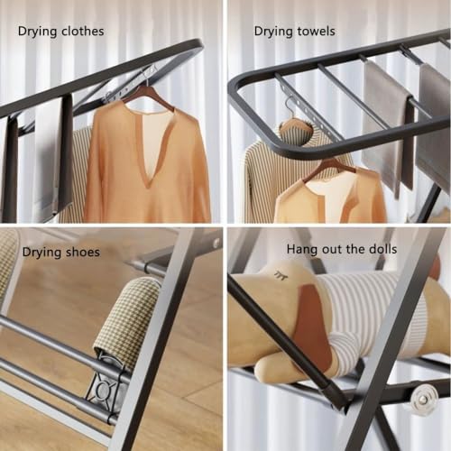 Foldable Clothes Drying Rack, 3 Tier Laundry Dry Rack Height Adjustable Clothes Hanger Stand Drying Racks, Laundry Drying Rack Stand for Sheets Towels & Clothing