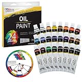 U.S. Art Supply Professional 24 Color Set of Art Oil Paint in 12ml Tubes - Rich Vivid Colors for Artists, Students, Beginners - Canvas Portrait Paintings