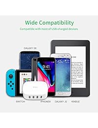 Bull computadora USB estación de carga con 4 puertos, inteligente y portátil USB adaptador de carga para smartphone, iPads, Tabletas, banco de la energía y más, 5 A 25 W