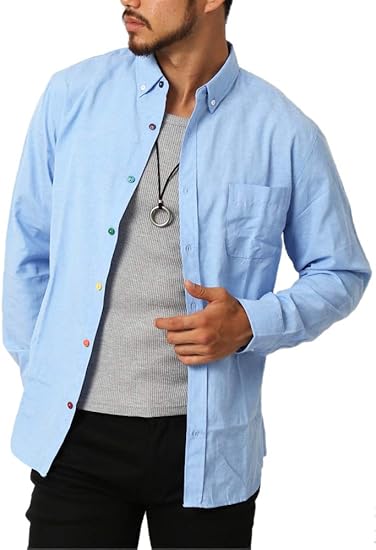 Amazon アーケード Arcade メンズ シャツ 選べる釦 オックスフォード ボタンダウンシャツ 細身 タイト 長袖 白シャツ カジュアルシャツ ベルト 通販