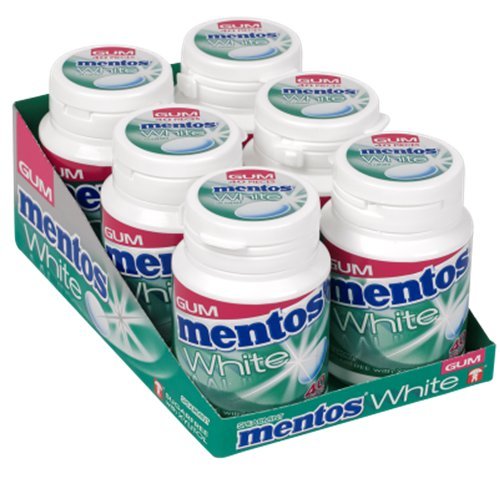 Spearmint Mentos White Sugar Free Chewing Gum - 40 Pieces Tub (Pack of 6)