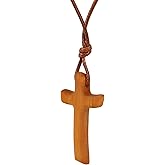 wellhouse Wood Olive Cross Necklace: Christian Faith Pendant Gift for Women & Men. Ideal for Car, Wall, Church & Home Display.