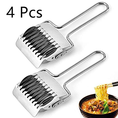 MIAO JIN 4 Pcs Stainless Steel Pasta Noodle Cutter Noodle Lattice Roller Spaghetti Maker Dough Cutter