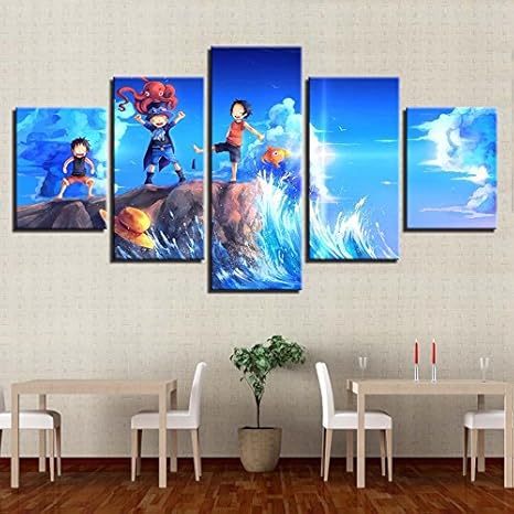 Amazon Co Jp アニメダイヤモンド絵画 キャンバスhdプリントポスターリビングルーム室内装飾フレームワーク5ピースワンピース 絵画ウォールアート漫画ルフィサボエース写真 Diy 工具 ガーデン