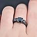 Junxin Round Cut Black Gold Three-stone Diamond Anniversary Ring Black Onyx Size6/7/8/9/10