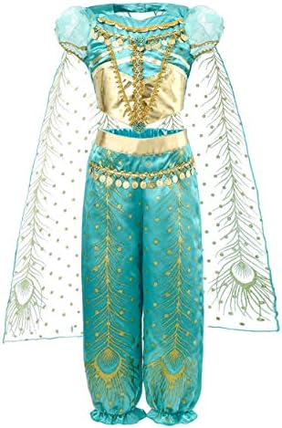 JiaDuo Girls Princess Jasmine Costume Party Halloween Dress Up