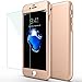 sxxissky iPhone 7 Plus Case, Ultra-Thin Full Body Coverage Hard Hybrid Plastic with [Tempered Glass Screen Protector] Protective Case Cover and Skin for Apple iPhone 7 Plus 5.5Inch-2016(Gold)
