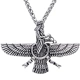 Large Silver PT Farvahar Necklace Iranian Persian Art Iran Persia Faravahar Gift (18" Chain)