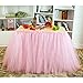 Haperlare 3ft Pink Tulle Table Skirt Queen Wonderland Pink Tablecloth Skirting Tutu Tablecloth with Smooth Edge for Christmas Wedding Baby Shower Birthday Cake Dessert Table Decoration 31 x 36 inch