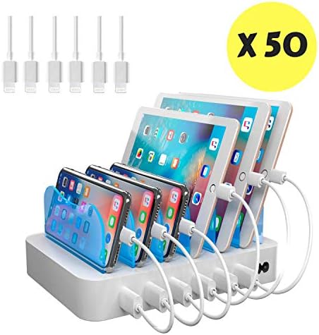 Hercules Tuff 6 Port USB Charging Station - Short Cables Included (50-Pack - Special