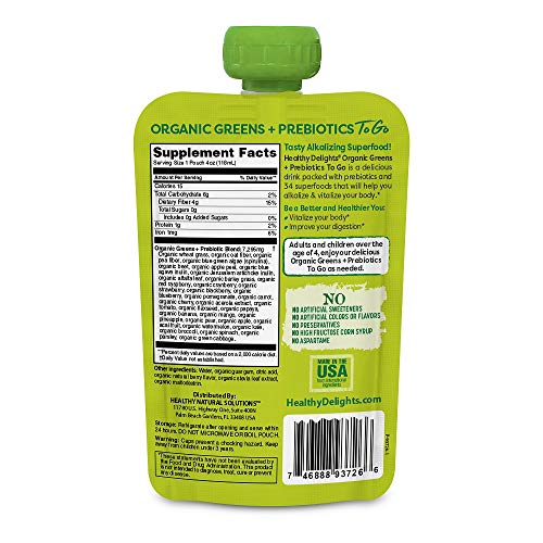 Healthy Delights Naturals Organic Greens + Prebiotics to Go, 6Count