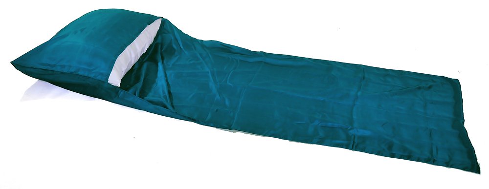 Marycrafts 100% Pure Mulberry Silk Single Sleeping Bag Liner Travel Sheet (Peacock Blue)