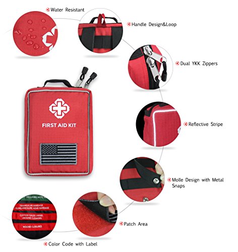 First Aid Kit Soft Case Molle Medical EMT Pouch Bag Waterproof for Home School Car Office Emergency Camping Hunting Sports - Thumbnail 2