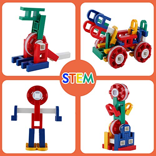 ZoZoplay STEM Learning Toy Engineering Creative Construction Building Blocks Kids Educational Toy Set for Boys and Girls Ages 3 4 5 6 7 8 9 Yr Old (80 PCS)