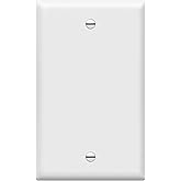 ENERLITES Blank Cover Wall Plate, Gloss Finish, Standard Size 1-Gang 4.50" x 2.76", Polycarbonate Thermoplastic, 8801-W, White
