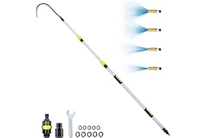 KARVEDEN JooMoo Gutter Cleaning Tools-16FT Telescopic Gutter Cleaner with Bendable Hose Wand,Rain Gutter Cleaning Tools from The Ground for Garden Hose Attachment,Connection Adapter,Gutter Wand Cleaning Pole