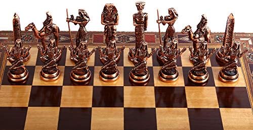 GiftHome (Only Chess Pieces) Ancient Egypt The Pharaoh Antique Copper Figures Handmade Metal Chess Pieces King 3.5 inc (Board is not Included)