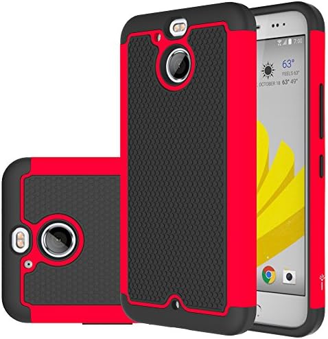 HTC Bolt Case, Eflistone[Shock Absorption] Drop Protection Hybrid Armor Defender Protective Case Cover for HTC Bolt (Red)