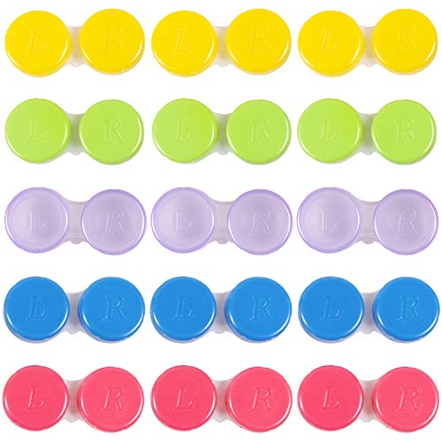 COOLOOK 15 Pack Contact Lens Case Box Holder Container Colorful Contact Lens Travel Case Soak Storage Kit - Thumbnail 7