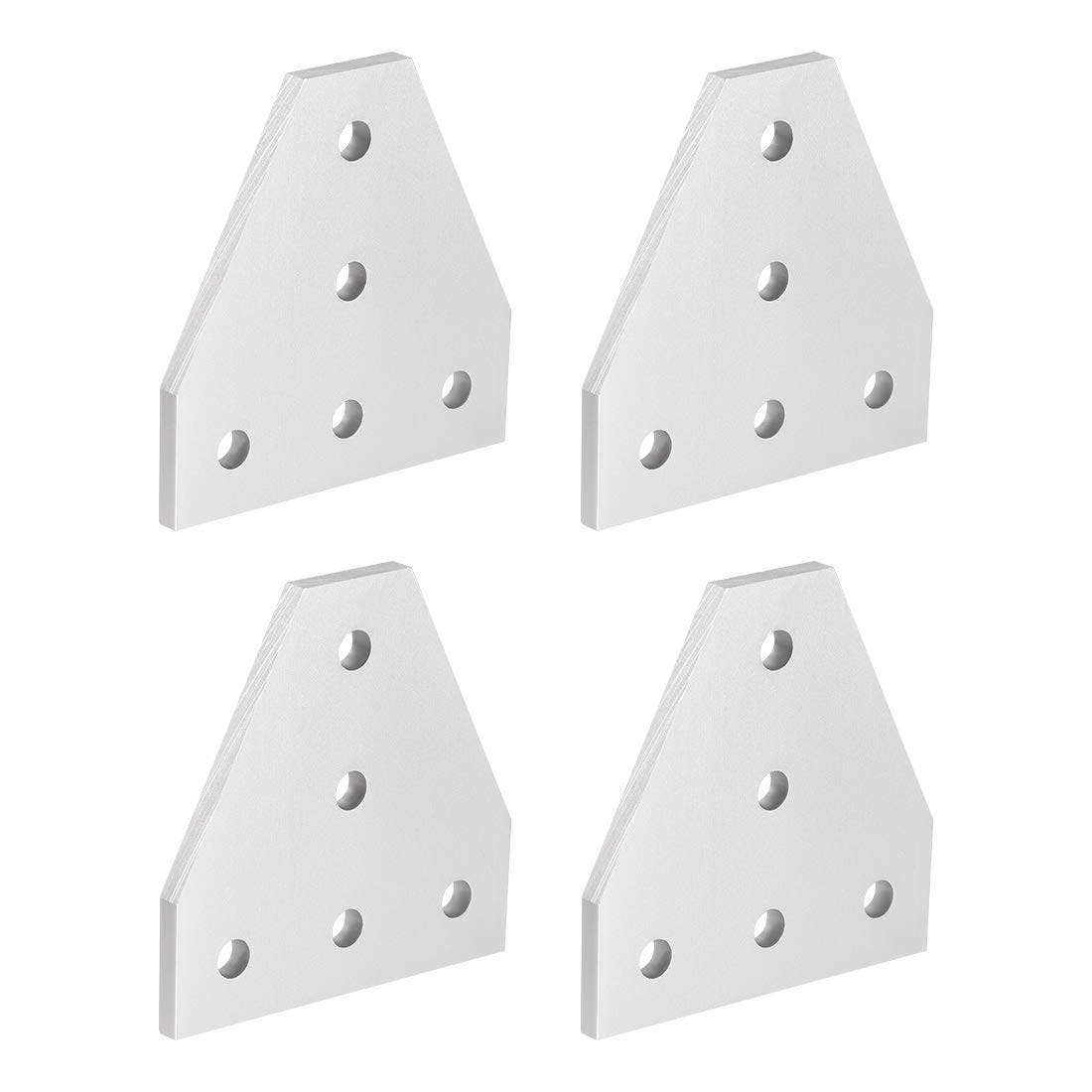 sourcing map T Shape Outside Joining Plate, 60mm x 60mm x 4mm with 5-Hole Joint Bracket for 2020 Aluminum Profile, 4 Pcs (Silver)
