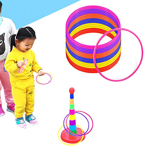 PRALB 18 PCS 18cm Plastic Multicolor Toss Rings Plastic Toss Rings for Speed and Agility Practice Games, Carnival, Garden, Backyard, Outdoor Games - Thumbnail 4