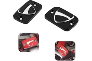 Motorcycle Brake Fluid Reservoir Cap, GUAIMI Front Brake & Clutch Fluid Reservoir Caps CNC 3D Logo Cover for Ducati Monster 400 620 659 696 796 Hypermotard 796-Black