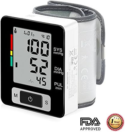 Blood Pressure Monitor, AlphaMed Wrist Digital BP Monitor with Memory Storage, Intelligent LCD Display Automatically Measure Pulse Diastolic Systolic and Shows Hypertension Level (Waist, Black)