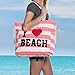 Beach Bags - Extra Large Waterproof Canvas Striped Beach Bag Tote For Women