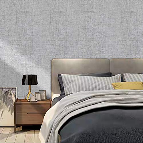 Gray Flaxen Grasscloth Peel and Stick Wallpaper SelfAdhesive Fine Texture Linen Wallpaper