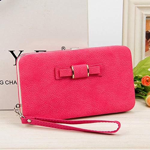 SAOJI Women Wallet Long Leather Purse Hasp Purses with Strap Phone Card Holders Big Capacity Ladies Wallets Clutch Female Bag,wine-red