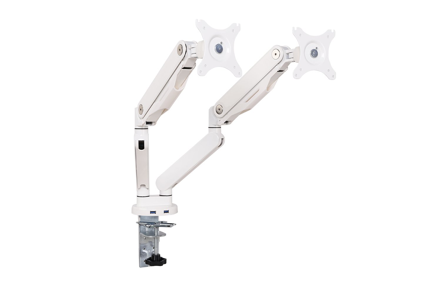 Thingy Club Gas Powered Double LCD LED Gas Desk Mount Arm Monitor Stand Bracket with Tilt and Swivel (Tilt -45°/+90°|Swivel 180°|Rotate 360°) +3 Years Warranty