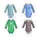 DANROL Baby Boys' 5 Pack Cartoon Long Sleeve Bodysuit Set 100% Cotton