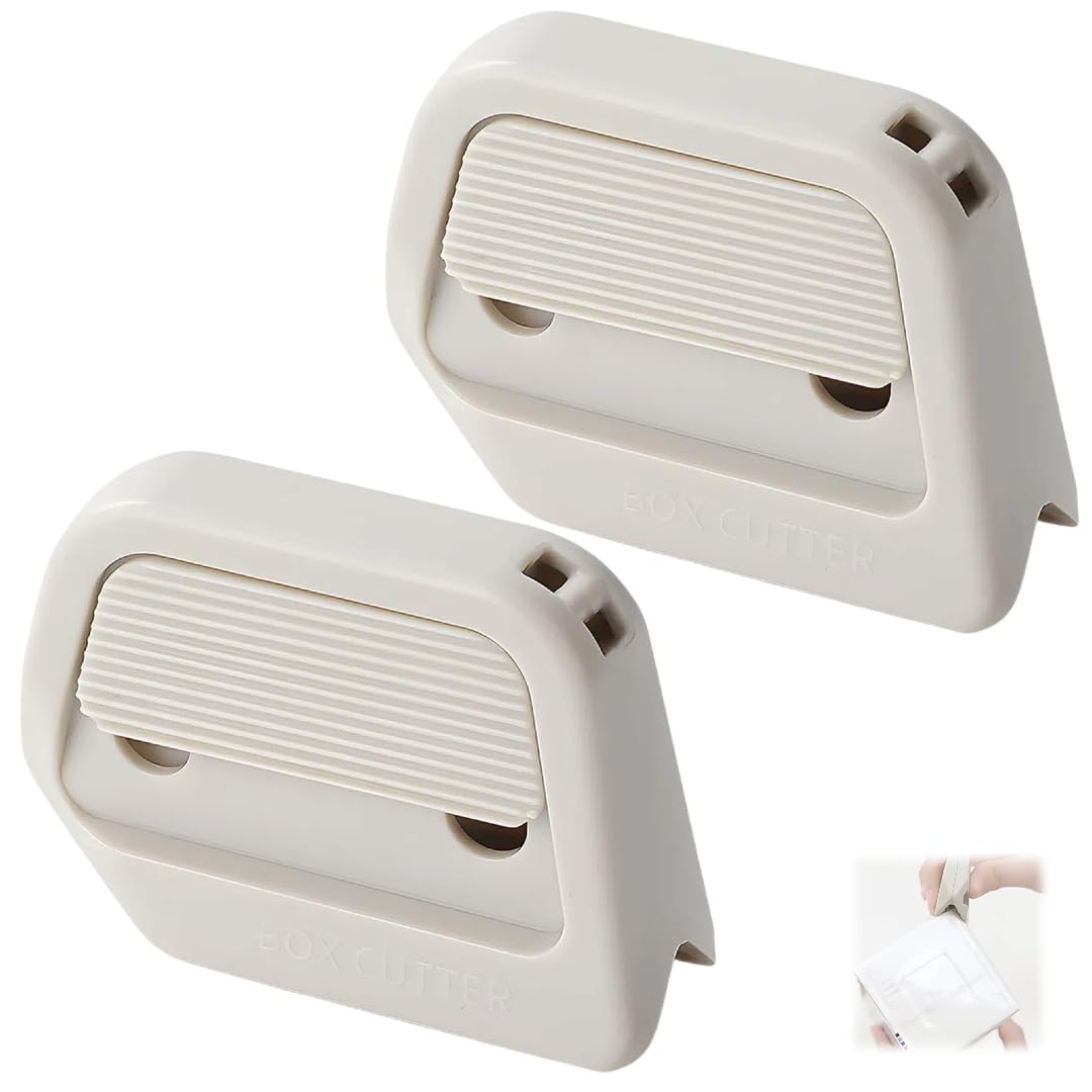 Photo 1 of 2 Pcs Box Cutter Retractable, Slice Box Opener Tool, Small Ceramic Box Cutter Safety, Magnetic Package Opener(White)