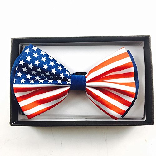 Tuxedo Classic Bow Tie, Necktie, Neckwear Adjustable Men's Fashion Bowtie - USA Flag