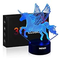 MOAOO Unicorn Gift Unicorn Night Light for Kids 3D Unicorn Light Lamp 16 Colors Change with Remote Cotrol Bedside Lamps Holiday and Birthday Gifts Ideas for Boys Girls Children