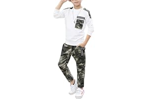 lontakids Boys 2 Pieces Set Long Sleeve Tops + Camouflage Pants Outfits Boys Clothes Set