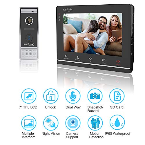 JLB7Tech Video Doorbell System,4Wire 7" Monitor Door Phone