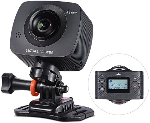 Guedieo Dual-lens 360 Degree Panoramic Digital Video Sports Action VR Camera 1920 960P 30fps HD 8MP with 220 Degree Fish Eyes Lens(black)