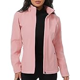 KVE Women's Softshell Jacket Light Hooded Windproof Coat Insulated Windbreaker for Outdoor Hiking