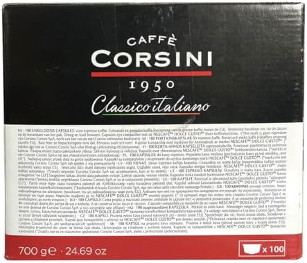 Caffè Corsini - Capsulas Compatibles Dolce Gusto, Clásico Italiano, Sabor Intenso, 100 Cápsulas