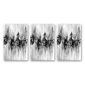 Canvas Wall Art Original Design Abstract Ink Style Painting Artwork for Home Prints Framed - 16"x24" x 3 Panels