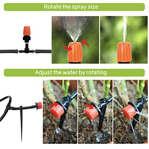 moistenland Patio Plant Watering Kit,50ft 1/4" Blank Distribution Tubing Hose DIY Garden Drip Irrigation System, Misting Cooling System with Mister Nozzle Sprinkler for Pots &Containers