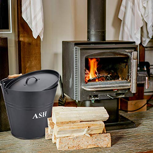 INNO STAGE Ash Bucket with Lid and Handle, Galvanized Iron Ash Pail for