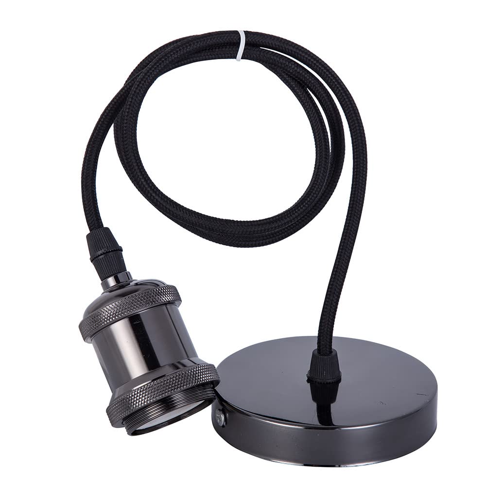 CENPEK Vintage Light Sockets Pendant Hanging Light Cord Kit with Switches, E26/E27 Industrial Lamp Sockets Cord for Kitchens Dining Rooms Bars Restaurants-Black