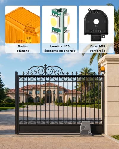 CO-Z Turn Signal Light for Gate Motorization, LED Security Beacon Light, Universal 12V-265V AC/DC, Warning and Alarm Light Orange for Sliding Gate, Hinge, Garage and Vehicles | Universal Security Flash Light Emergency Alarm Lamp Yellow