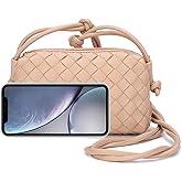 UPSONG Woven Crossbody Bags for Women，Fashion Leather Lightweight Handbags Shoulder Bag Phone Purse Ladies Messenger Bag