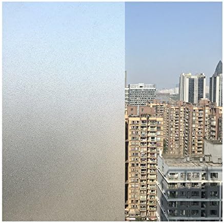 Xindinyi White Frosted Privacy Window Film, Static Cling Glass Films for Office Home Living Room Bathroom Kitchen (17.3"x157.4", Style-Matte White)